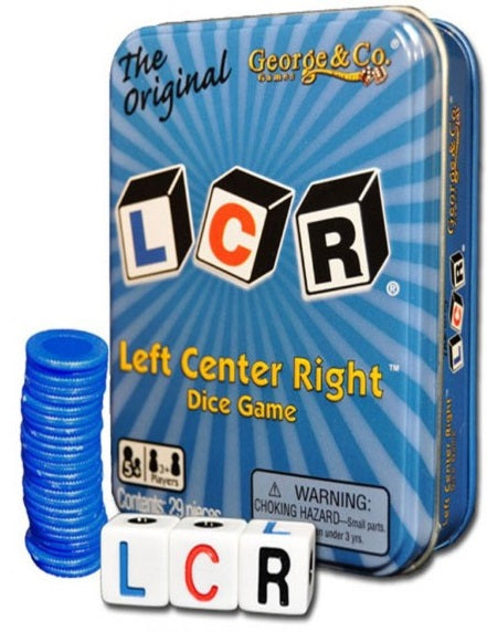 LCR - Left Center Right Blue Tin Dice Game 