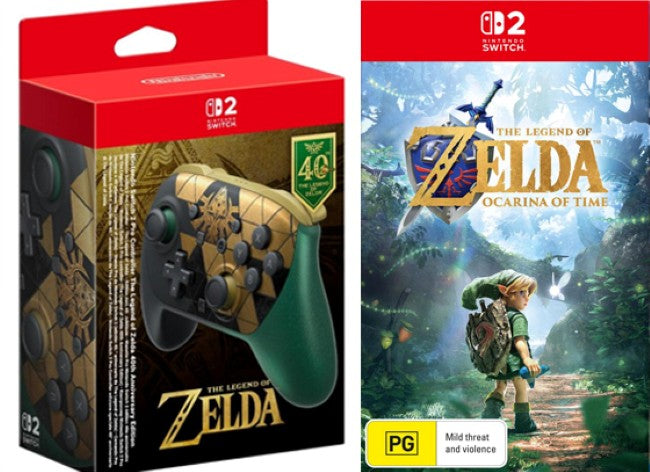 Nintendo Switch 2 Zelda 40th Anniversary Pro Controller + Ocarina of Time Game