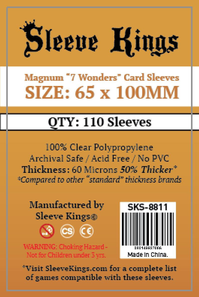 Sleeve Kings Board Game Sleeves Magnum "7 Wonders" (65mm x 100mm) (110 Sleeves Per Pack) Board Game